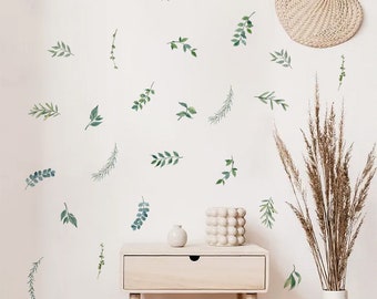 Green Leaves Wall Decals,Buy 2 Get 1 Free,Removable Twigs Wall Decals for Dorm,Kids Room Wall Sticker/Decal,Nursery Vinyl Wall Stickers