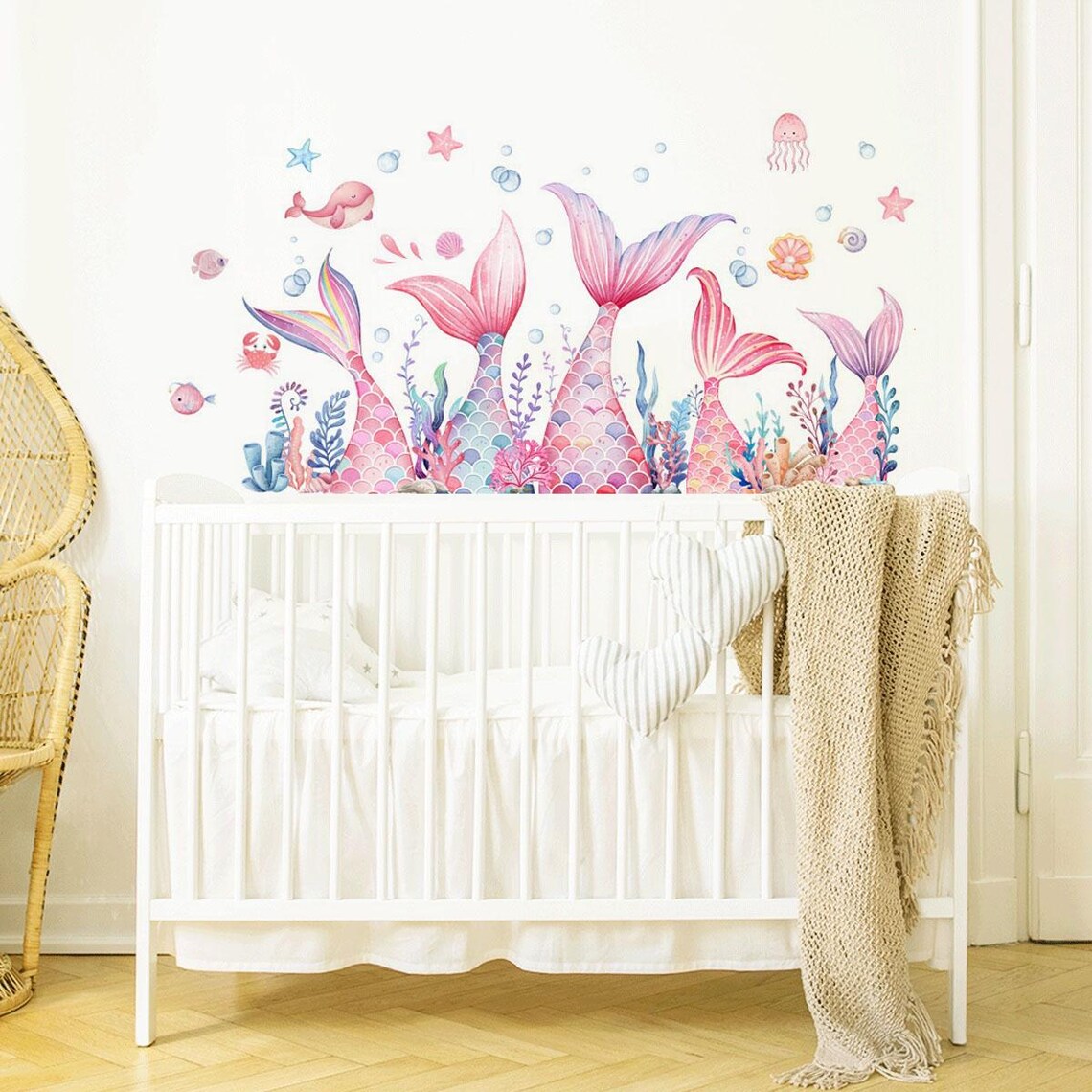Pink Mermaid Tail Wall Decal: Ocean Nursery Decor - Etsy