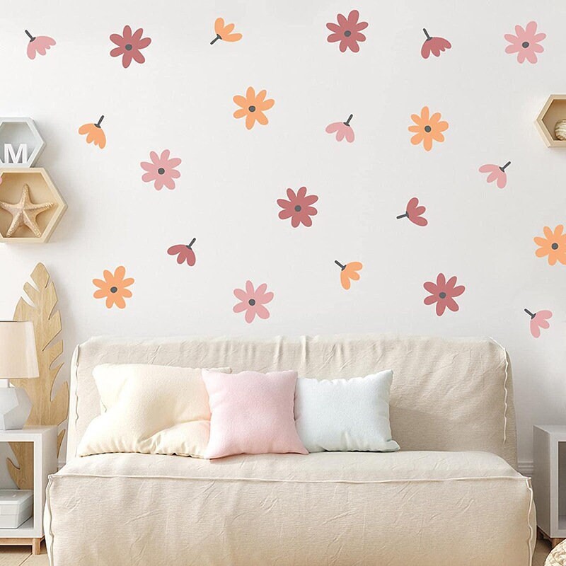 Wildflower Wall Decalgirls Bedroom Wall Stickersfloral Wall Etsy