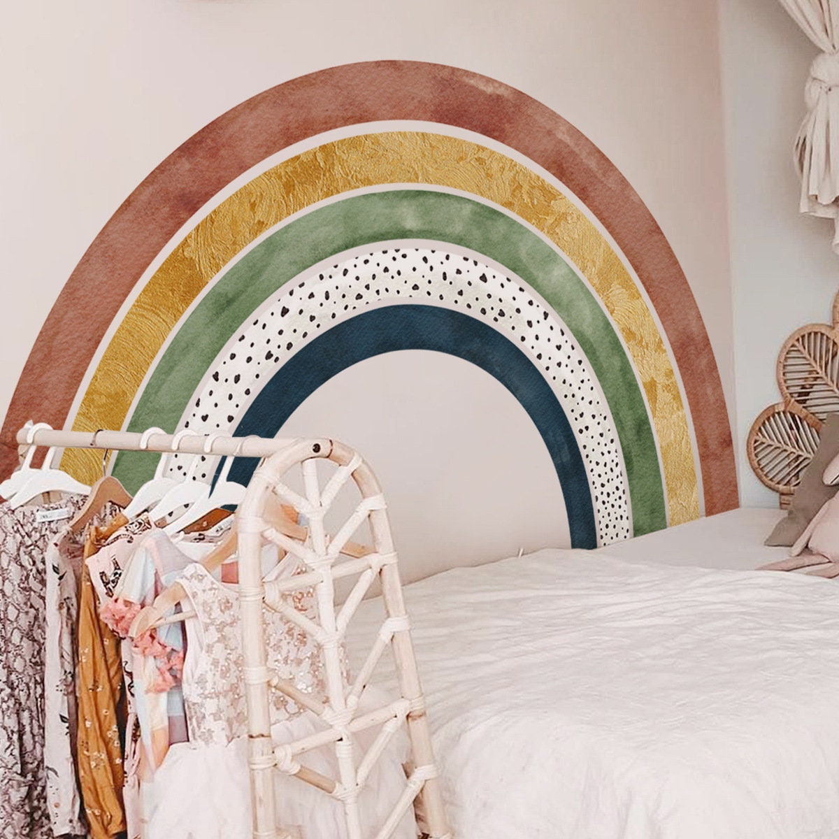 Boho Rainbow Wall Decal for Nursery Large Colorful Sticker Etsy