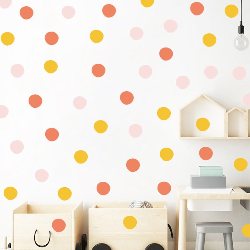 47pcs Polka Dot Wall Decals for Nursery,Irregular Dots Wall Decal,Kids Bedroom Polka Dots Boho Wall Stickers,Pastel Polka Dot Wall Sticker zdjęcie 7