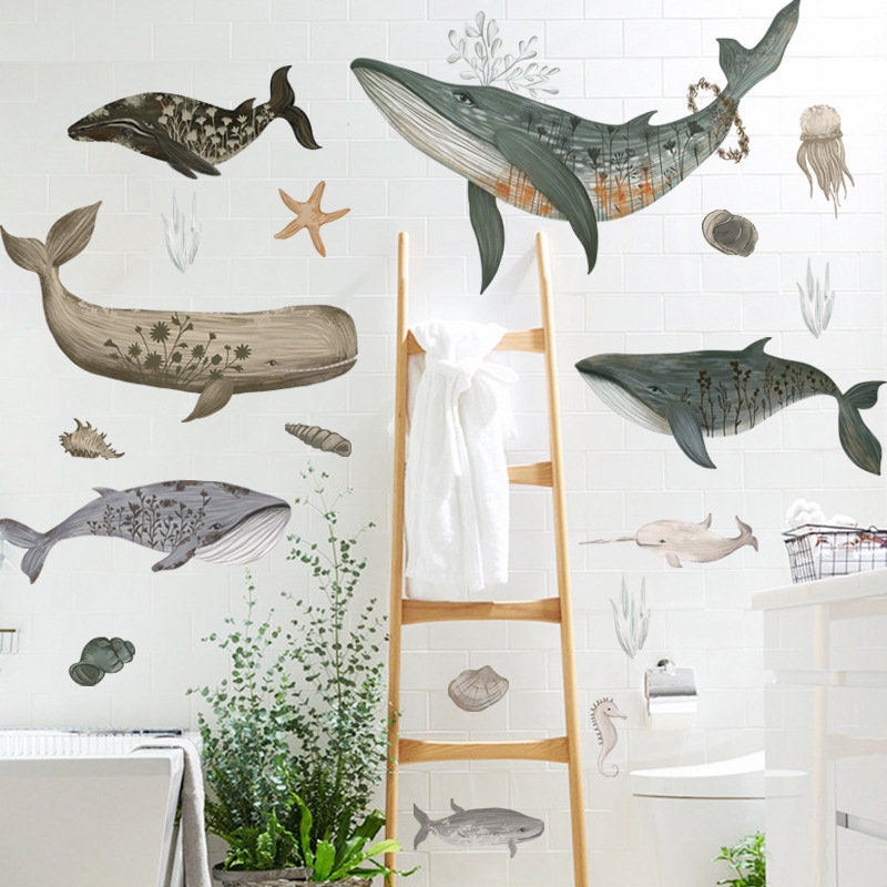 Sea Life Wall Decalsocean Animals/whales Wall Stickers for Etsy