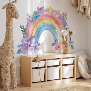 Watercolor Floral Rainbow Wall Decal: Boho Nursery Decor - Etsy