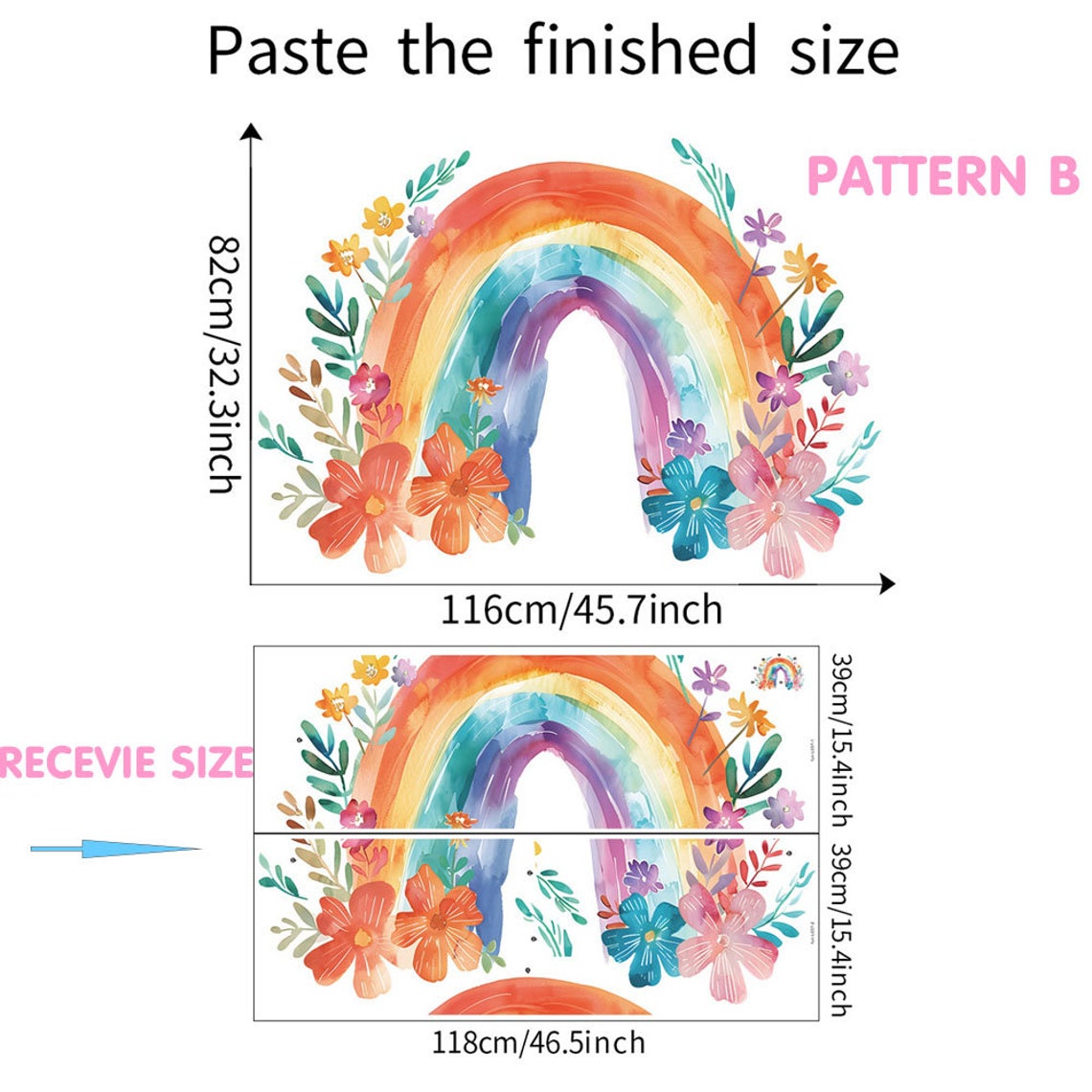 Watercolor Floral Rainbow Wall Decal: Boho Nursery Decor - Etsy