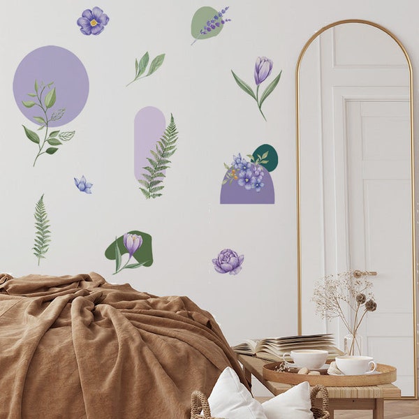 Purple Floral Wall Decal - Etsy