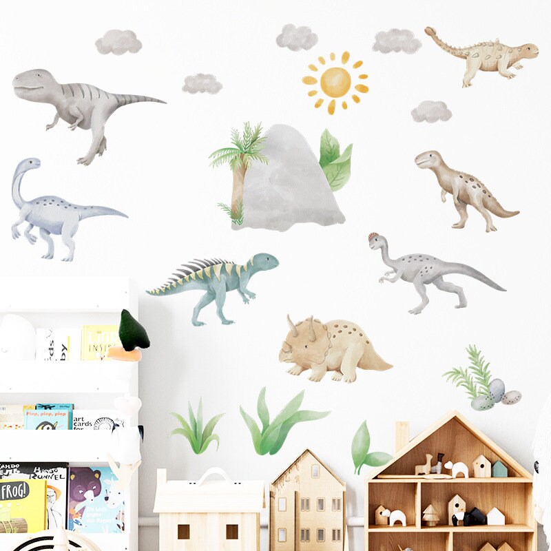 Cartoon Dinosaur Removable Wall Decals for Boys Room Decor Etsy