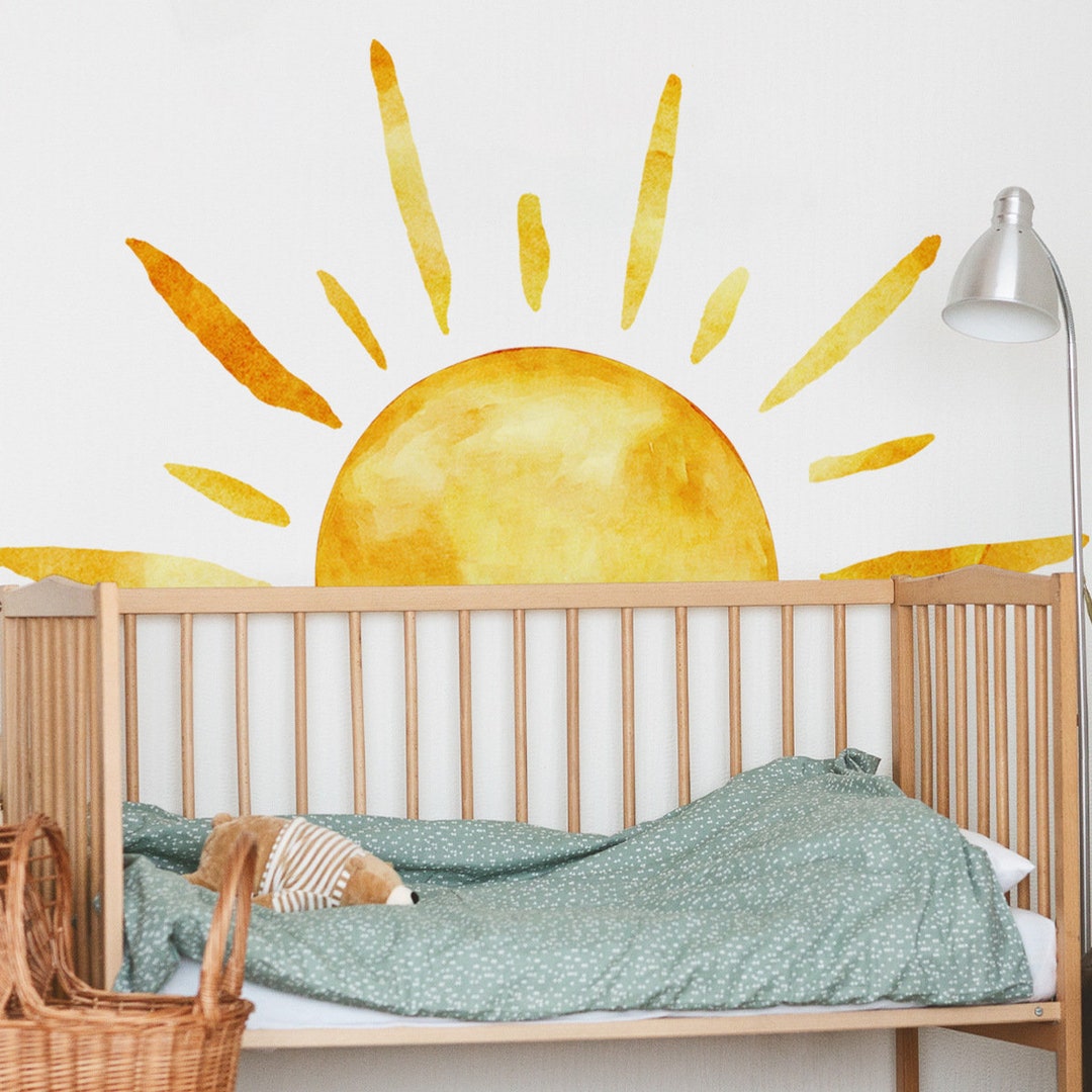 Half Sun Wall Decal for Kids Bedroom Decor,rising Sun Wall Sticker,boho