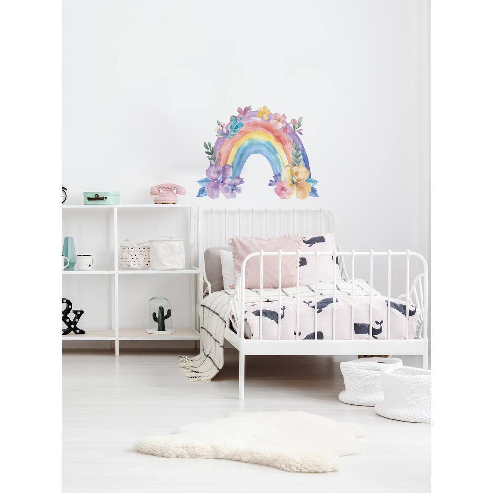 Watercolor Floral Rainbow Wall Decal: Boho Nursery Decor - Etsy