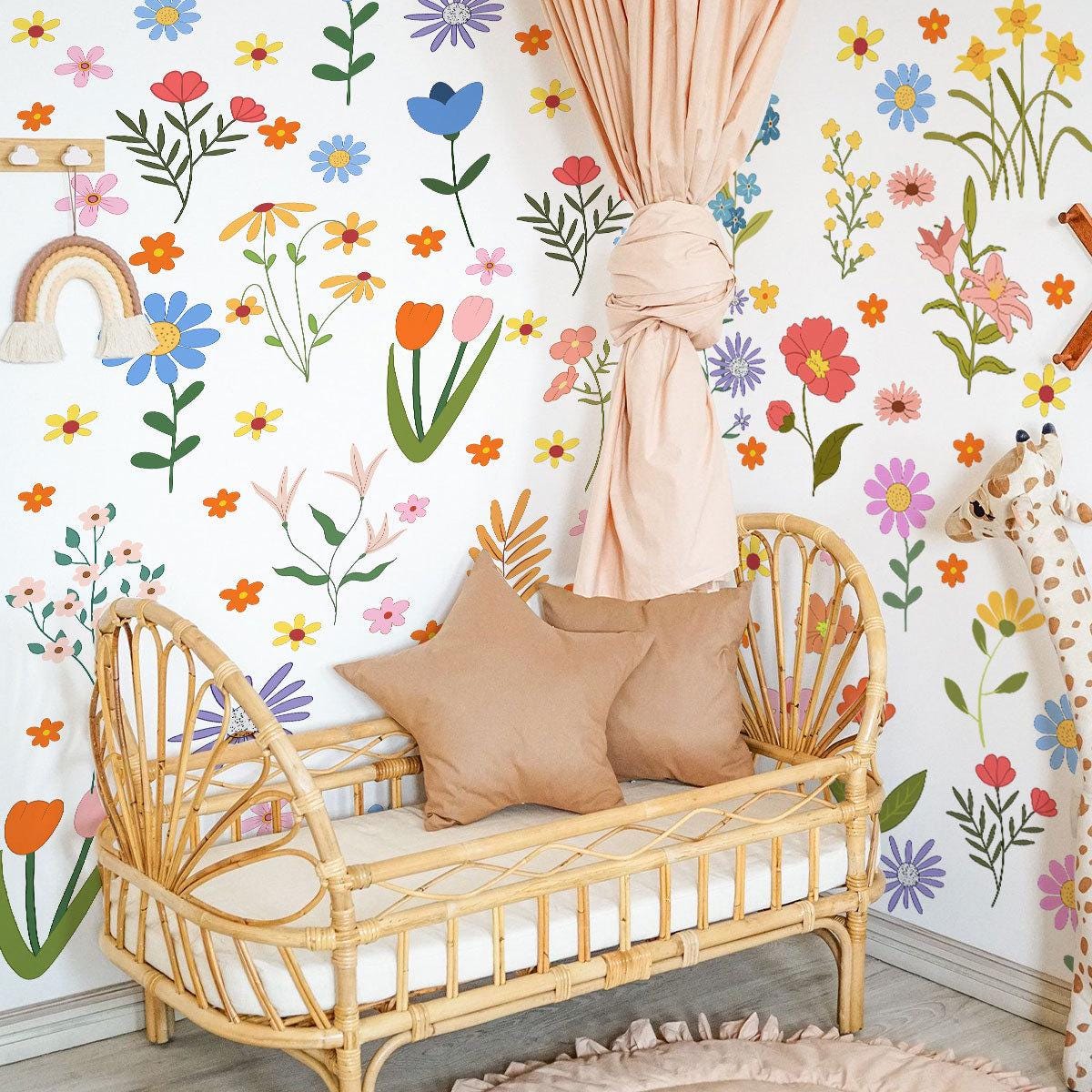 Spring Wildflower Wall Decals: Peel & Stick Nursery Decor - Etsy