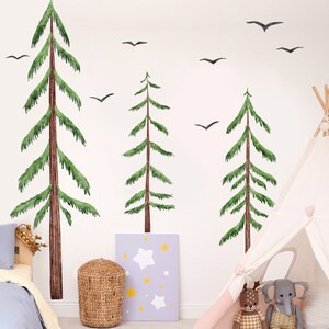 Stickers muraux sapins, décoration de chambre d'enfants, lot de 3, sticker mural forêt pour chambre d'enfant, stickers muraux amovibles, sticker mural neutre chambre d'enfants image 5