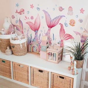 Pink Mermaid Tail Wall Decal: Ocean Nursery Decor