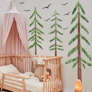 Stickers muraux sapins, décoration de chambre d'enfants, lot de 3, sticker mural forêt pour chambre d'enfant, stickers muraux amovibles, sticker mural neutre chambre d'enfants image 6