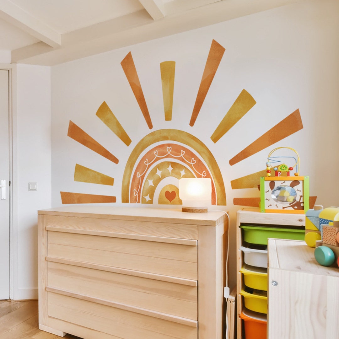 Rising Sun Wall Decal,boho Rainbow Wall Decals for Nursery Decor ...