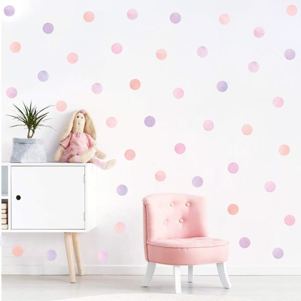 59 Polka Dots Wall Decal for Nursery,Pastel Dots Wall Decal,Kids Bedroom Polka Dot Boho Wall Sticker,Girls Bedroom Wall Sticker,Nursey Decal