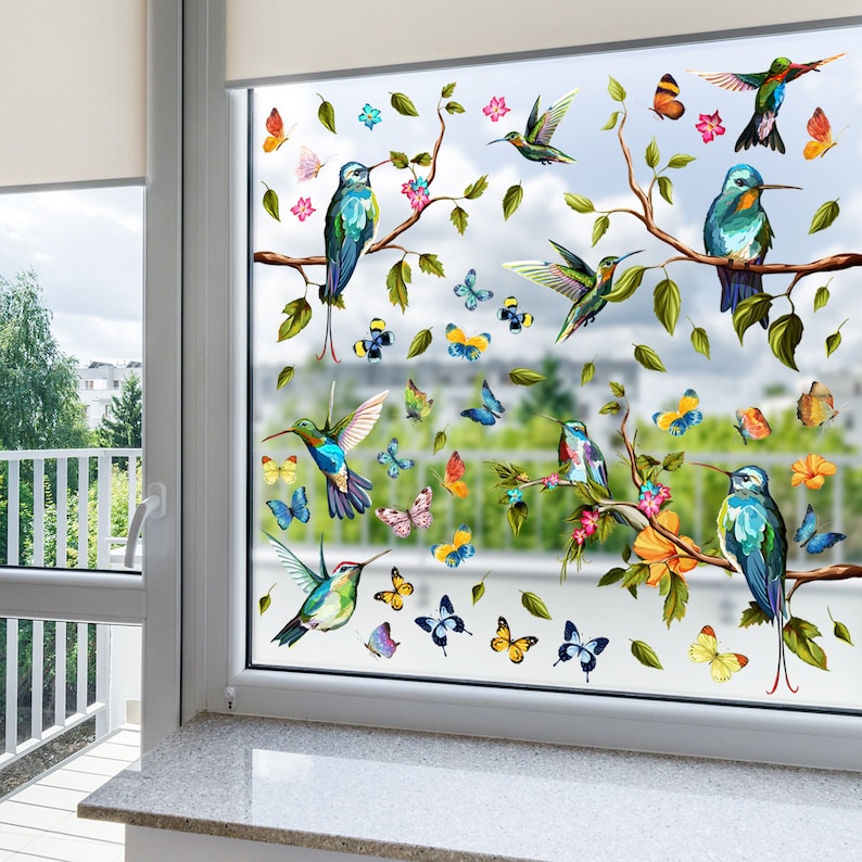 Spring Flower Window Clingsstatic Cling Window Stickerflower Etsy