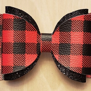 Red & Black Plaid Hair Bow