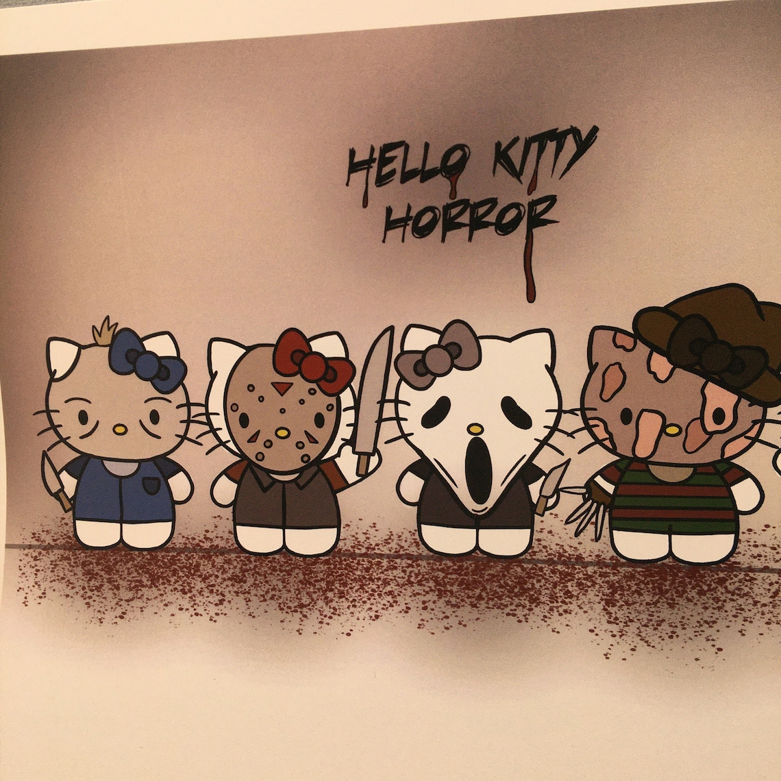 Hello Kitty Horror Art Print Scary Wall Decor Freddy | Etsy