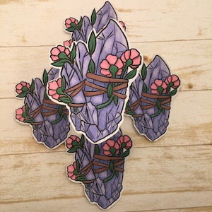 Crystal Flower Bundle Sticker, psychedelic sticker, spiritual sticker, laptop sticker, planner sticker