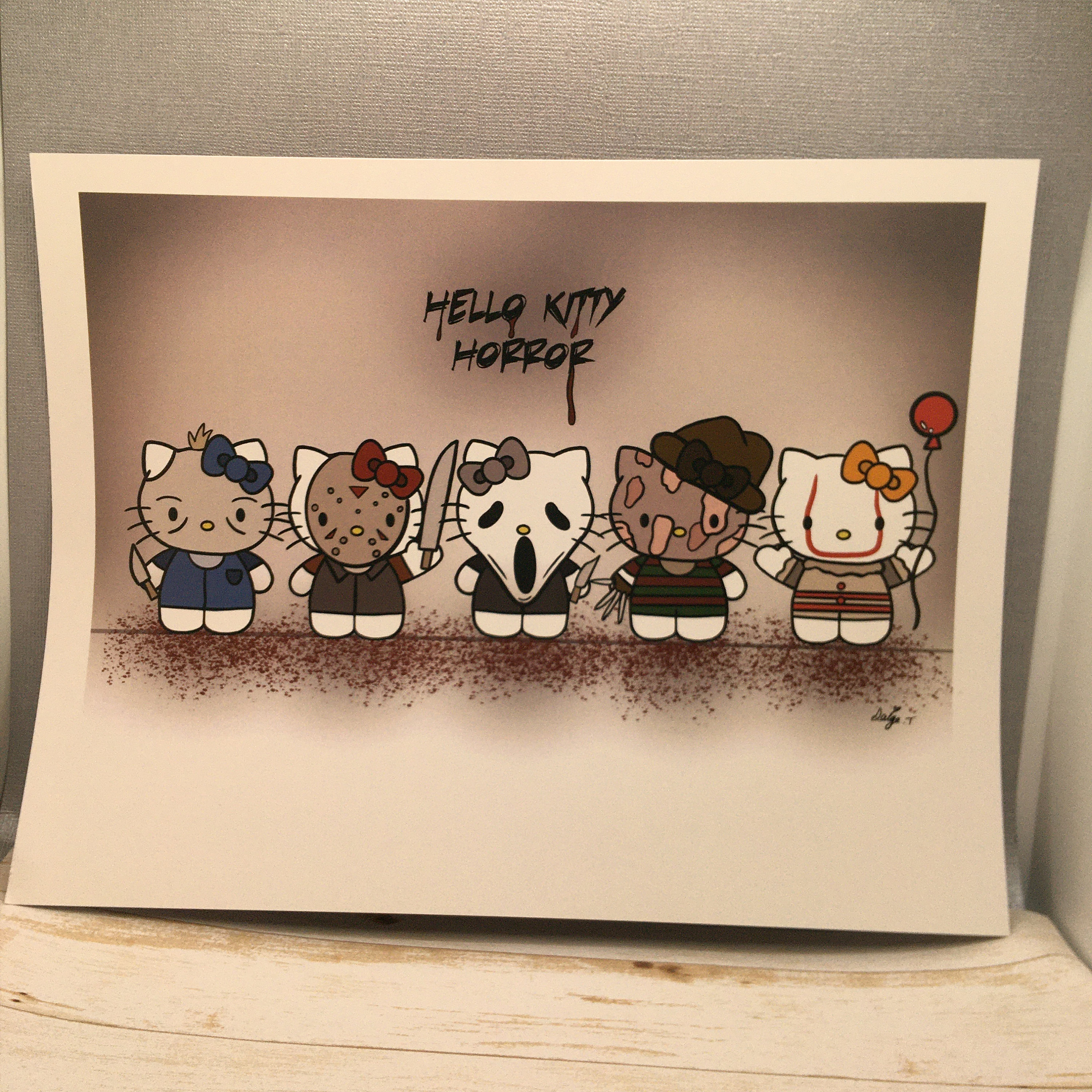 Horror Hello Kitty Art Print 8.5'' X 11'', Wall Decor, Gift for