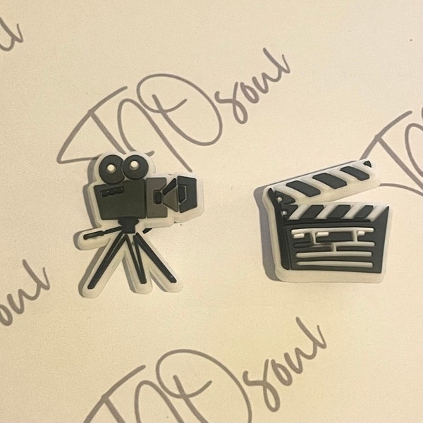 Movie slate shoe charm, film clapper charm, , movie camera shoe charm, film camera, cinema charm  - see description for discount codes!!