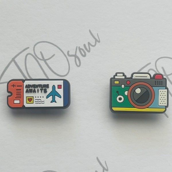 Camera Shoe charm, Flight ticket shoe charm-  see description for discount codes!!!