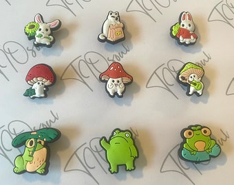 Frog shoe charms, Toadstool shoe charm, Rabbit charms, ,  see description for discount codes!!!