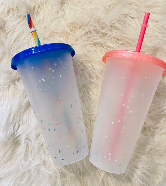 710ml Christmas Color Changing Cups with Lids and Straws