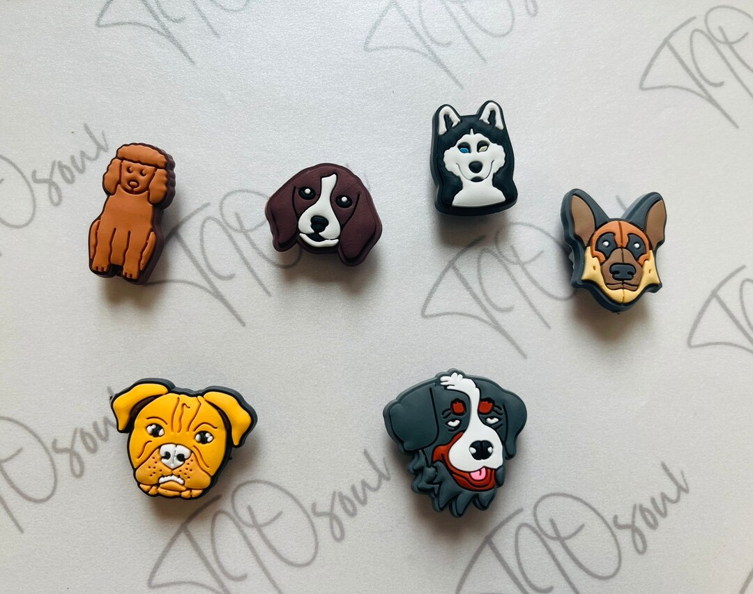 Dog Shoe Charms, Pet Shoe Charm, Dog Bone, Husky Dog Charm, Clog Charms
