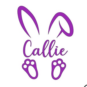 Personalised Easter Iron on decal, Easter rabbit heat transfer decal Easter sack iron on name, Easter Pj transfer