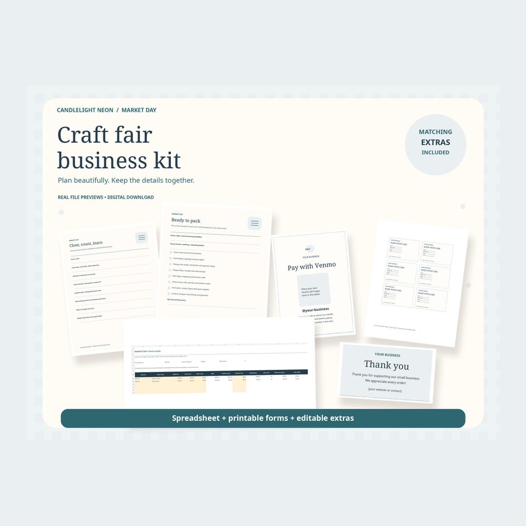 Craft Fair Checklist.pdf Craft Fair Inventory Tracker Spreadsheet With Event Costs and Printable ...