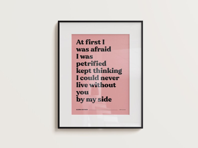 Survive Text Gloria Gaynor 'I Will Survive' Lyrics Print: Home Decor Wall Art - Etsy