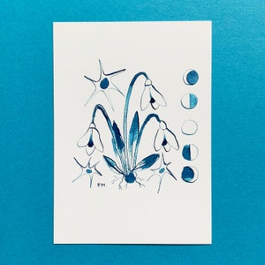 Perce-neige + Lune | Carte postale Bring On Spring Art Challenge
