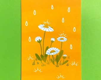 DAISY + RAIN | Bring On Spring Art Challenge Postcard