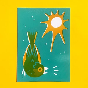 SOLEIL + oiseau chanteur | Carte postale Bring On Spring Art Challenge