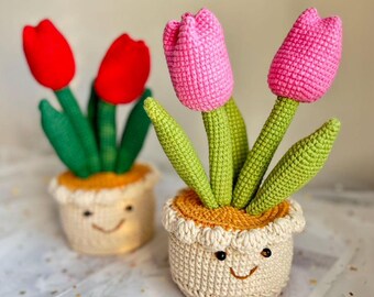 Handgemachtes gehäkeltes Tulpen-Bouquet, gehäkeltes Blumenbouquet, Valentinstaggeschenk, personalisiertes Geburtstagsgeschenk, einzigartiges Geschenk für Freundin, Pink