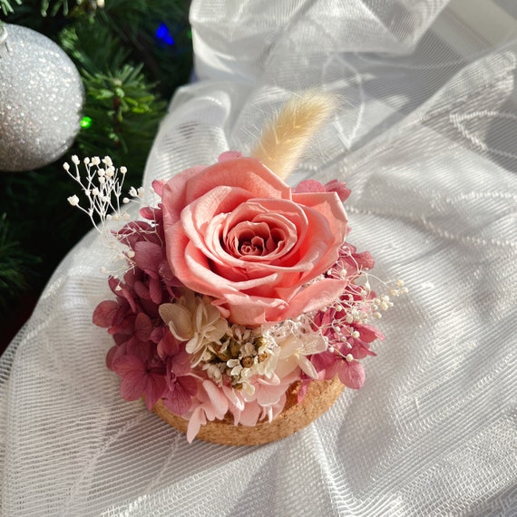 Sweetheart pink dried flower bouquet - in paper heart wrap