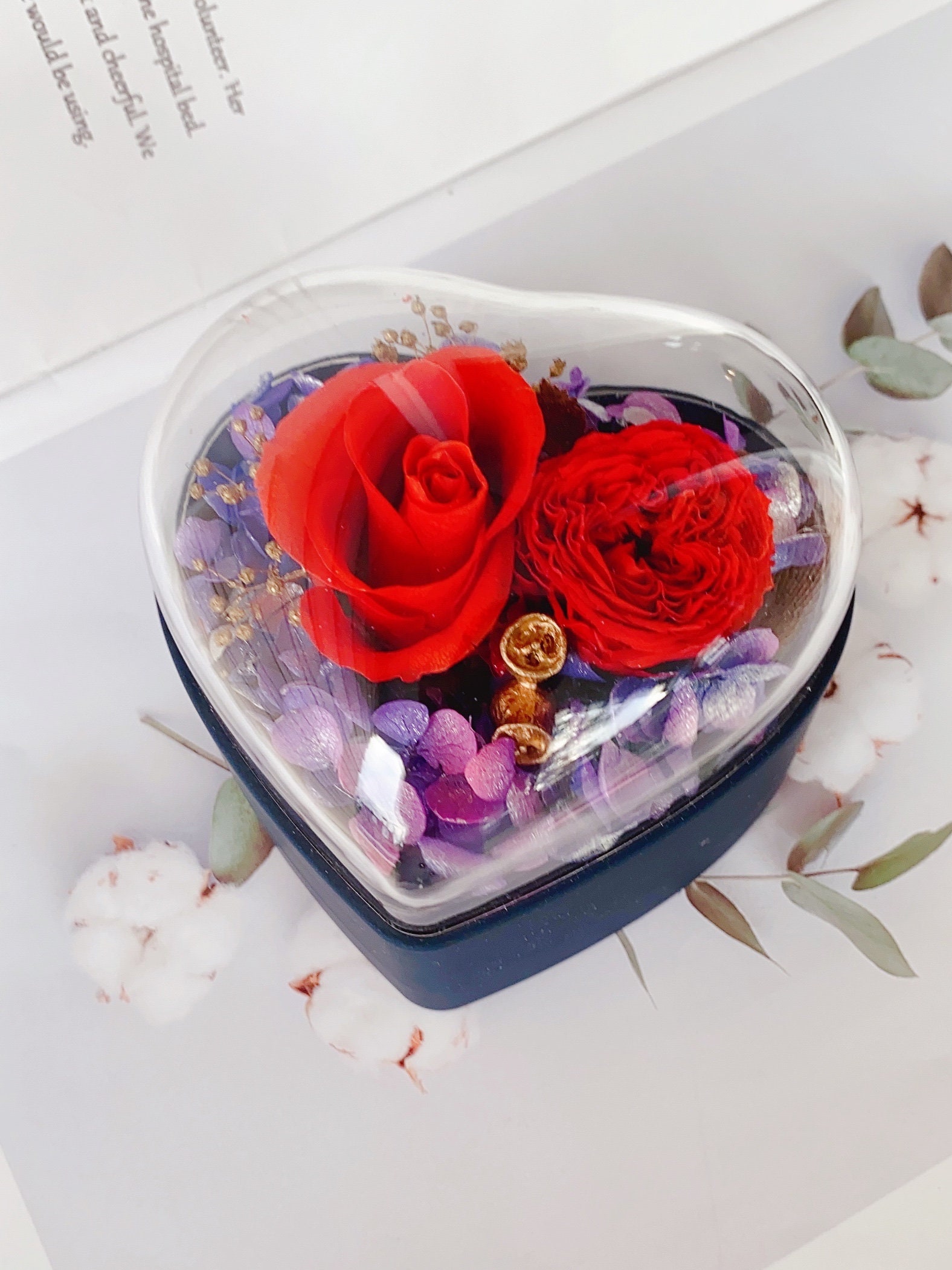 Preserved Roses in Heart Box Preserved Flowers Eternal Rose Etsy Canada