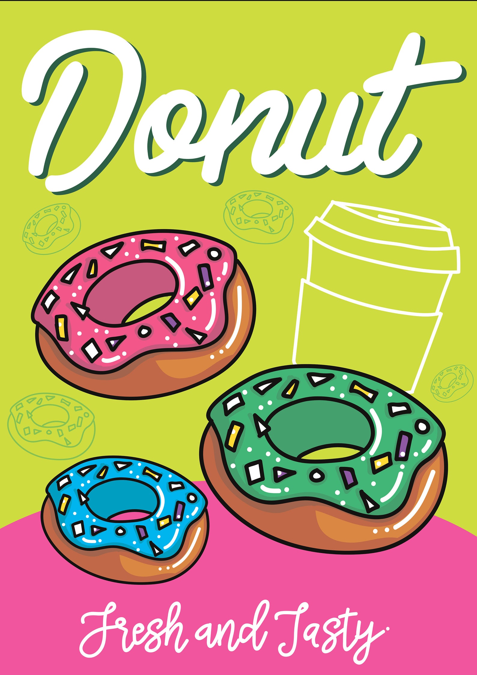 Donut Print American Poster Kitchen Decor Culinary Arts Etsy