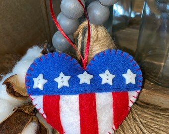 American flag themed felt ornament