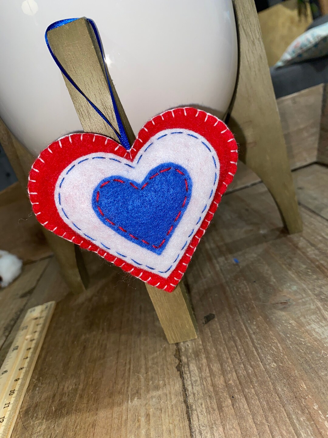 Red, White and Blue Heart Ornament - Etsy