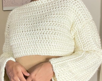 Beginner Crochet Sweater Pattern: Easy Crop Top (Digital Download)