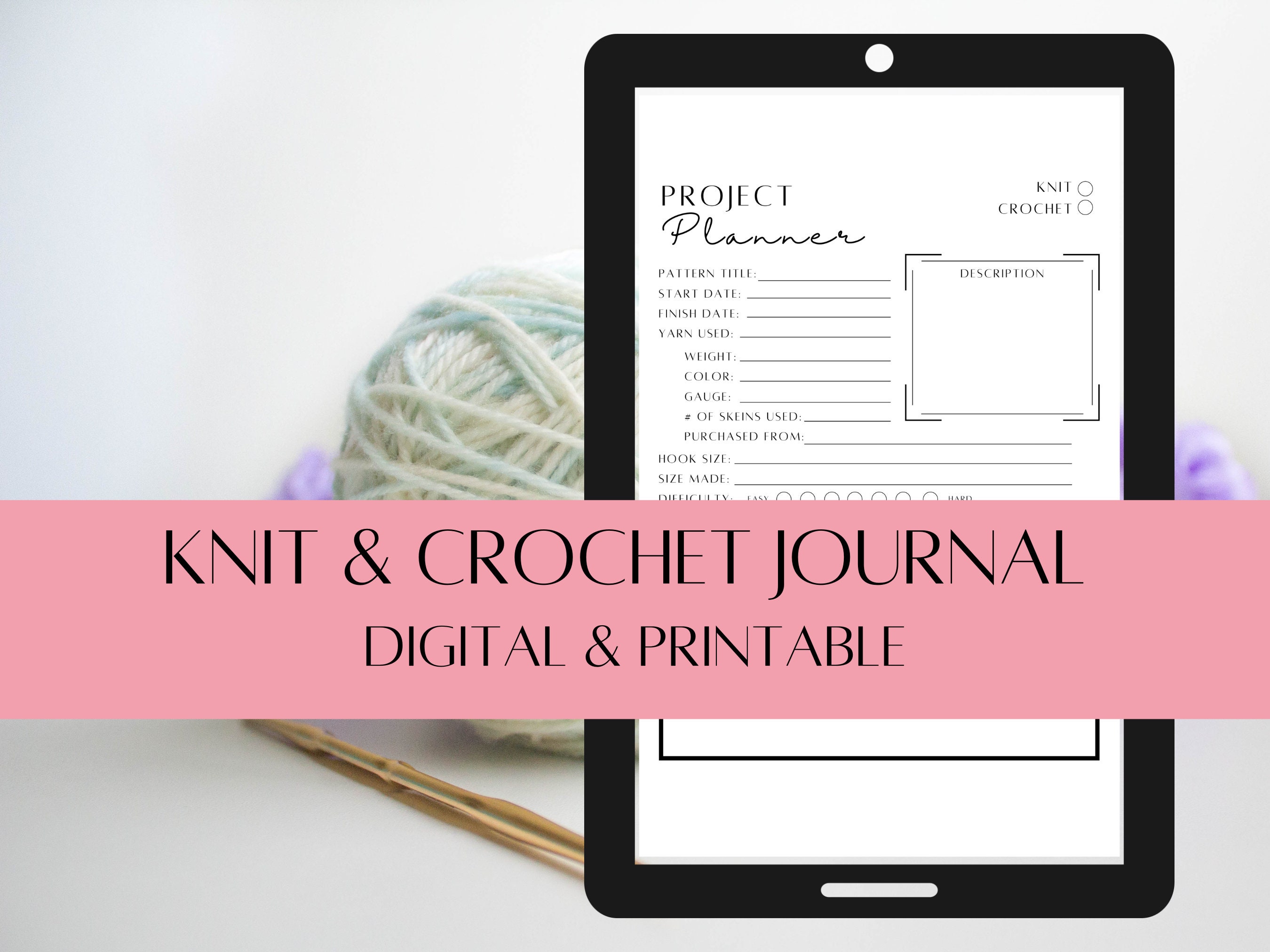 Crochet Pattern Journal | crochet project planner | Pattern Writing Guide |  PDF