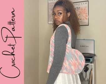 Easy Crochet Heart Tote PATTERN | Easy Crochet Bag | Crochet market bag tote handbag