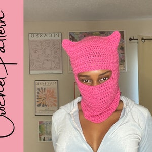 Crochet PATTERN Cat Ear/Horns Ski Mask PDF / Beanie / hat PATTERN | Balaclava | Easy Crochet Pattern