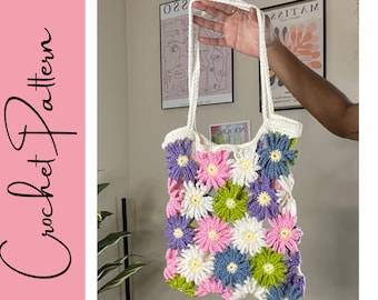 Crazy Daisy Market Bag Crochet PATTERN | INTERMEDIATE LEVEL Crochet market bag tote handbag