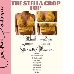 The Stella Crop Top PATTERN Crochet Crop Top All Sizes image 7
