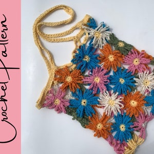 Crazy Daisy Market Bag Crochet PATTERN INTERMEDIATE LEVEL Crochet market bag tote handbag image 3