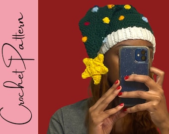 Easy Crochet Christmas Tree Hat  Pattern | Crochet Santa hat Christmas beanie