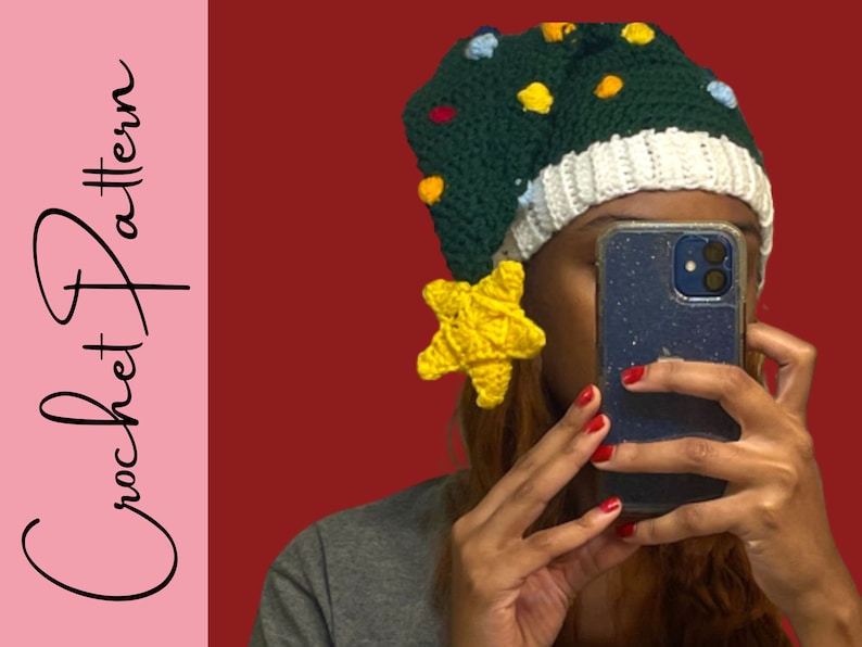 Easy Crochet Christmas Tree Hat Pattern Santa Beanie - HELLOhappy on Etsy