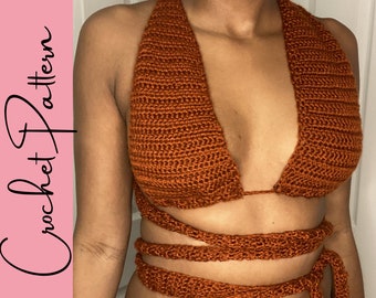 Crochet Wrap Top PATTERN | Crochet Crop Top | Crochet swim top| All Sizes